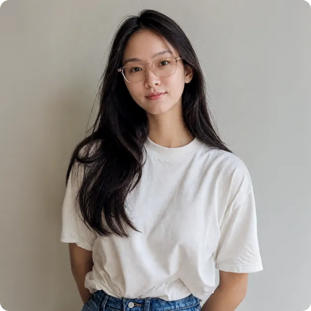 Portrait of Vy NT. Do in a white T-shirt and clear glasses